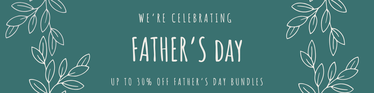 Father's Day promotional banner with leaf designs